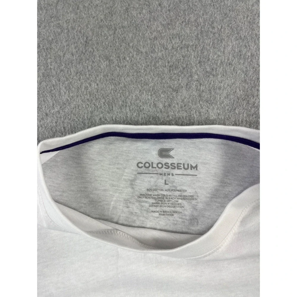 TCU Horned Frogs Shirt Mens L White Purple Short Sleeve Colosseum Relaxed Fit